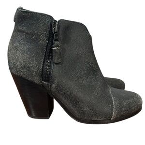 Rag & Bone Margot Double Zipper Black Distressed Ankle Boots Size 36 US 6